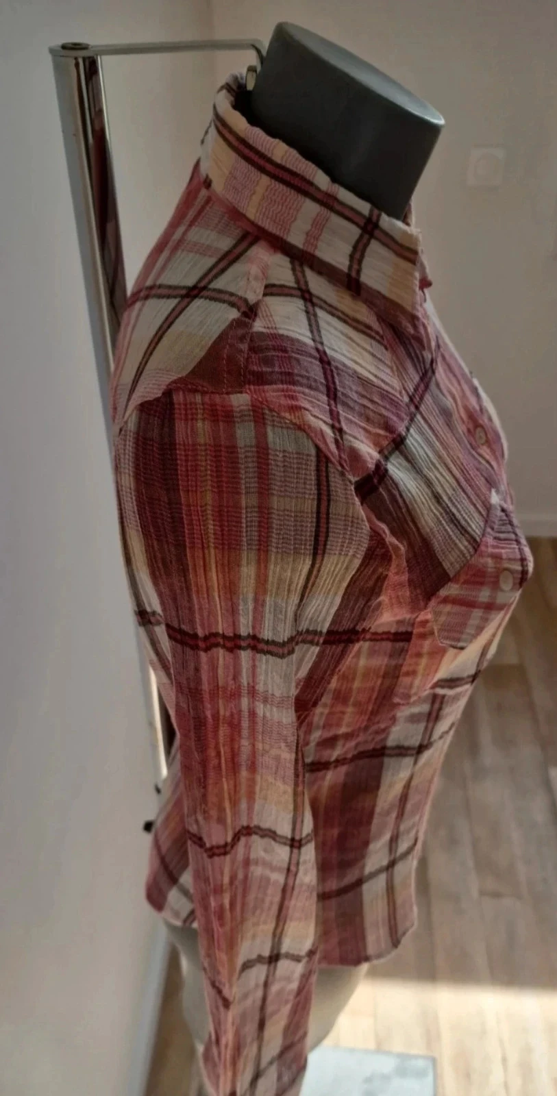 Chemise Mango à carreaux rouge/beige T36 – neuve avec étiquette (modèle rare) – photo 7